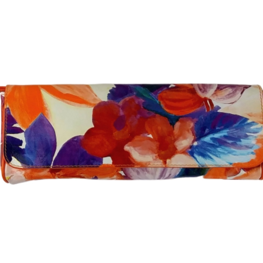 Maurizio Taiuti Genuine Leather Floral Wristlet